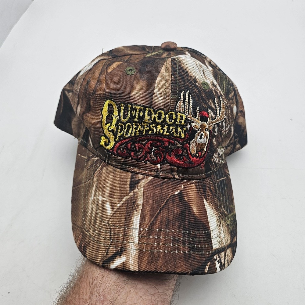 Outdoor Sportsman Hat Cap Strap Back Mens One Size Camo Deer Embroidered Hunting